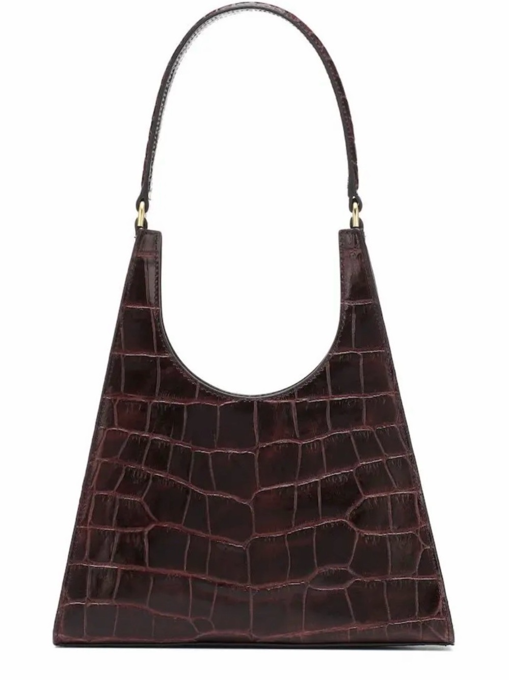 STAUD Ray Women's Croc Embossed Shoulder Bag in Brown